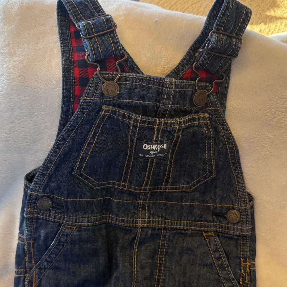 Vintage Osh Kosh B’gosh Toddler Baby Overalls Flannel Lined Vestbak Size 18 mo